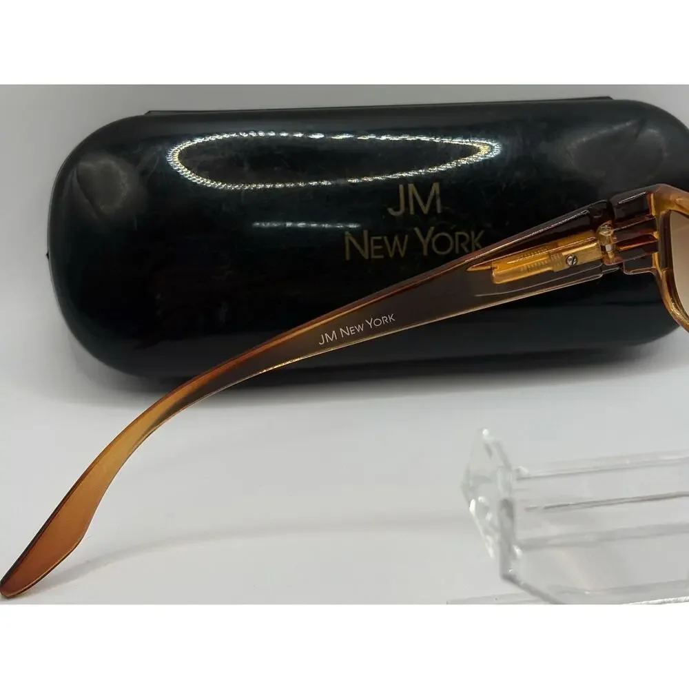 JM New York Sunglasses Brown Rectangular Frame Gradient Lens w/ Case